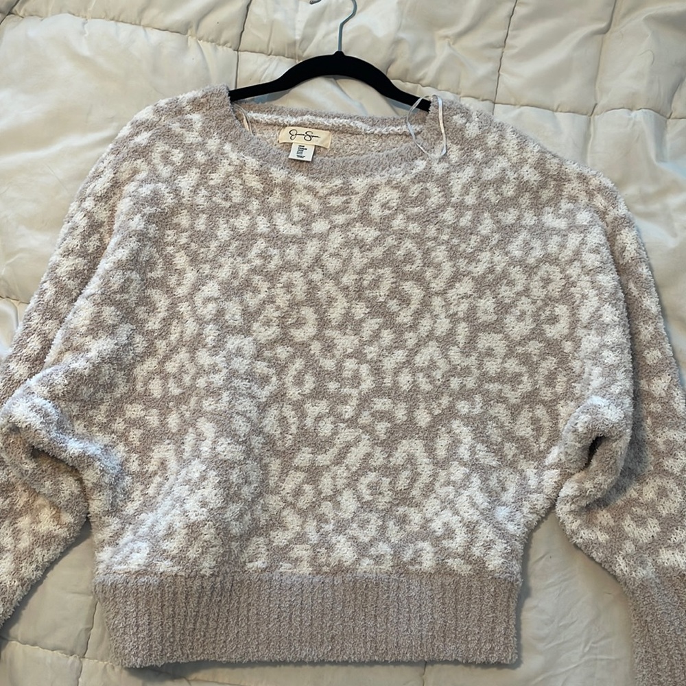 Cream and white leopard print sweater- worn once